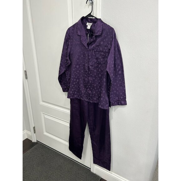 Vintage Kathryn Polka Dot Button Front Pajama Set Purple Sz Small Sleepwear - Picture 3 of 12